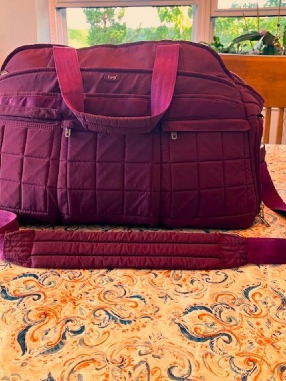 Roomy Lug Purple Overnight Bag -- Fair Condition